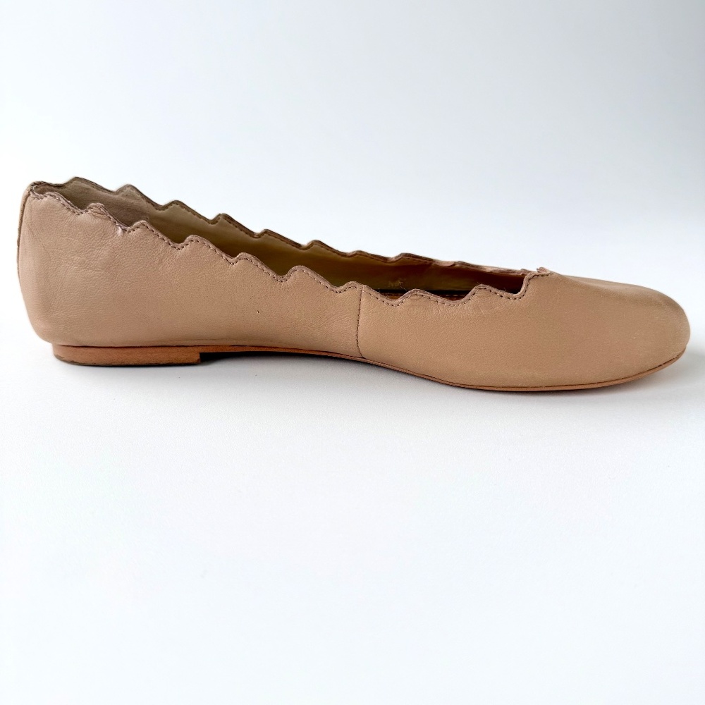 Sam Edelman Francis Classic Ballet Flats 9 Nude Leather Scalloped Edge - Picture 4 of 13